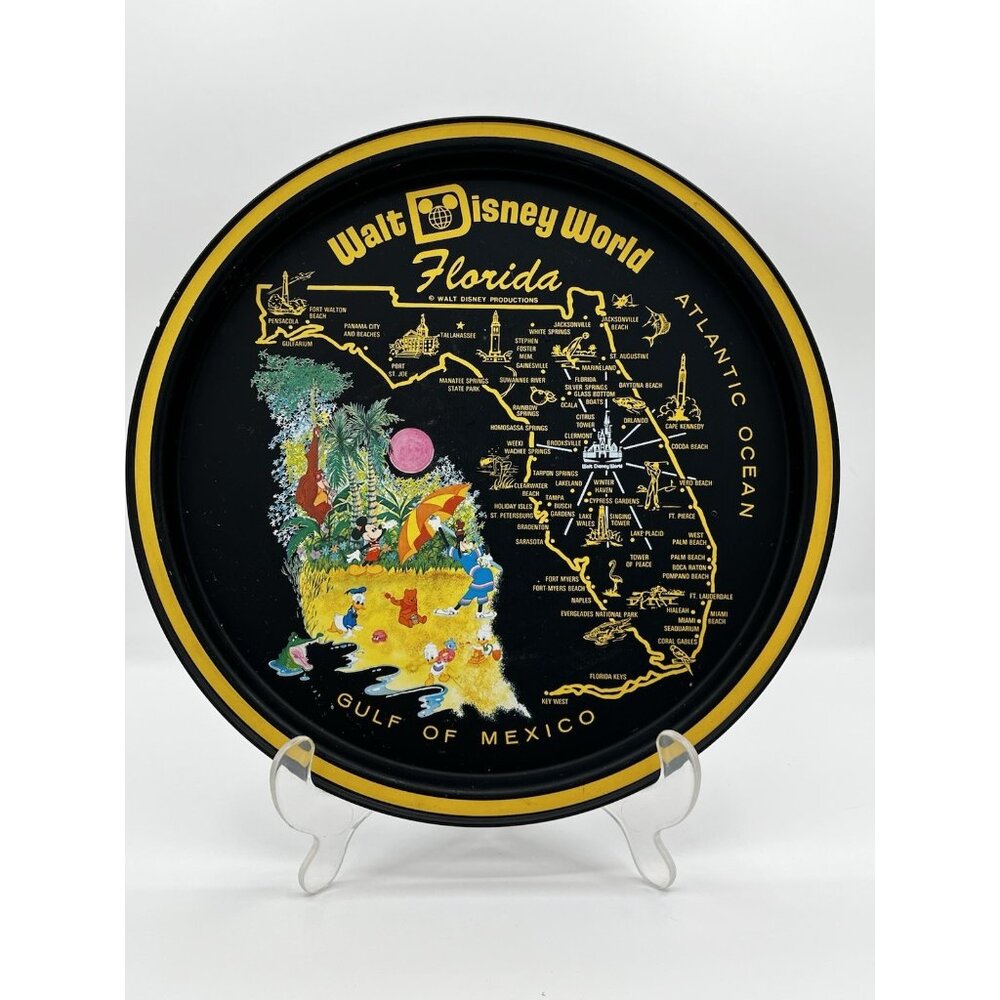 Vintage Disney World Metal Tin serving tray 11"‎ Walt Disney Florida